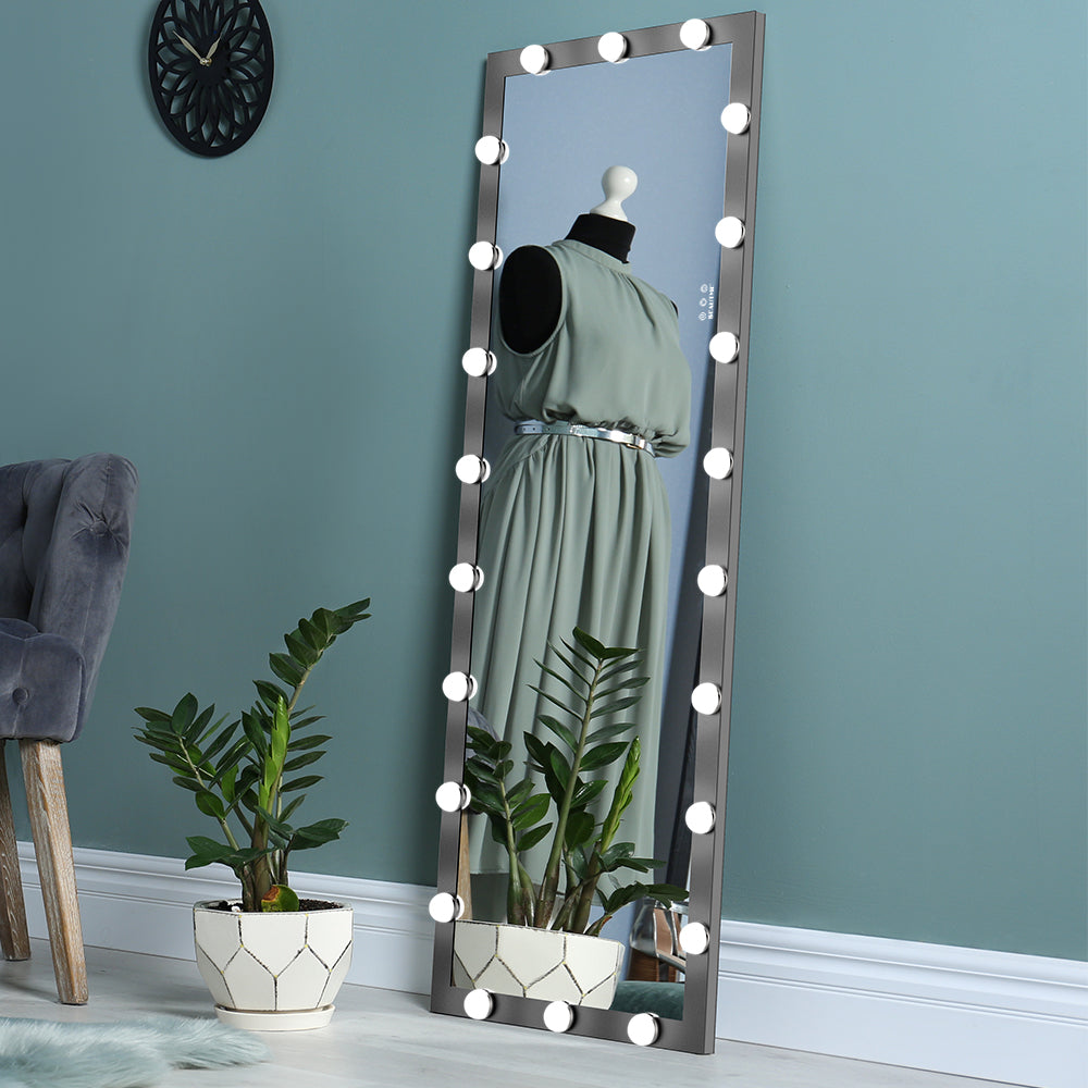 Full Length Lighted Vanity Mirror Standing Square Large Dressing Mirror with Lights Bedroom Floor Mirror Dressing Mirror Wall-Mounted Mirror