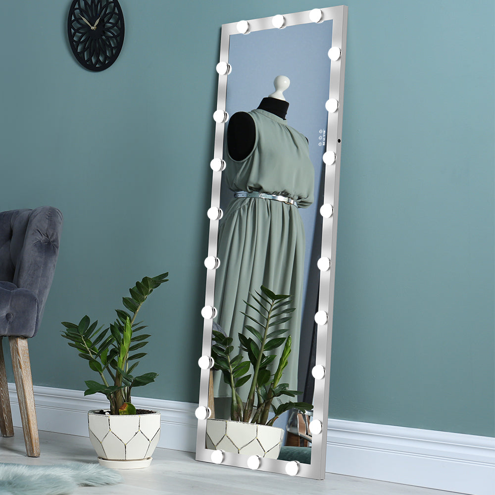 Full Length Lighted Vanity Mirror Standing Square Large Dressing Mirror with Lights Bedroom Floor Mirror Dressing Mirror Wall-Mounted Mirror