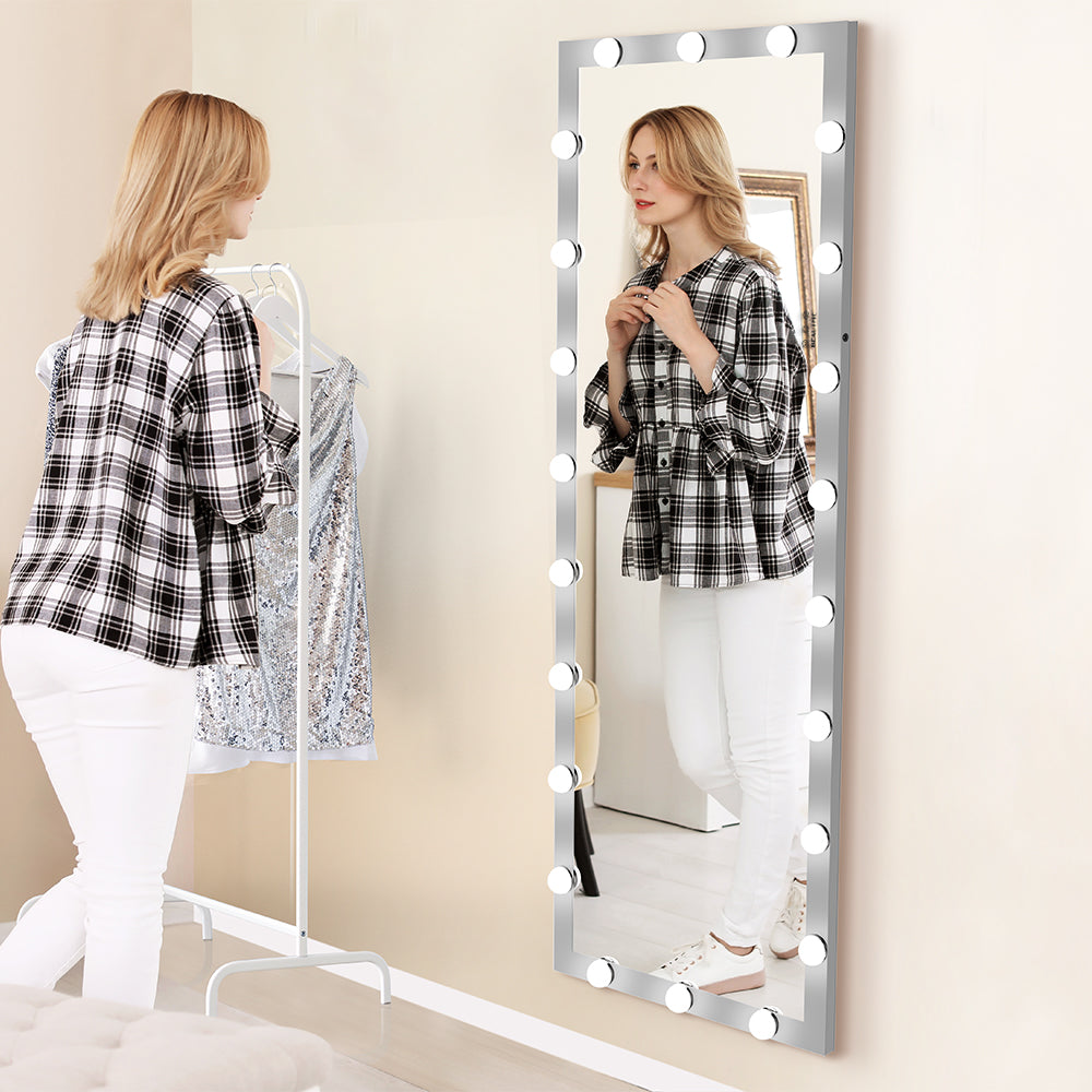 Full Length Lighted Vanity Mirror Standing Square Large Dressing Mirror with Lights Bedroom Floor Mirror Dressing Mirror Wall-Mounted Mirror