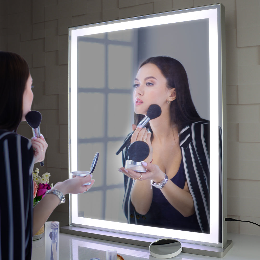 Hollywood Vanity Mirror with LED Backlit Lights, Lighted Tabletop Makeup Mirror for Dressing Room &amp; Bedroom,3 Color Modes with Dimmer