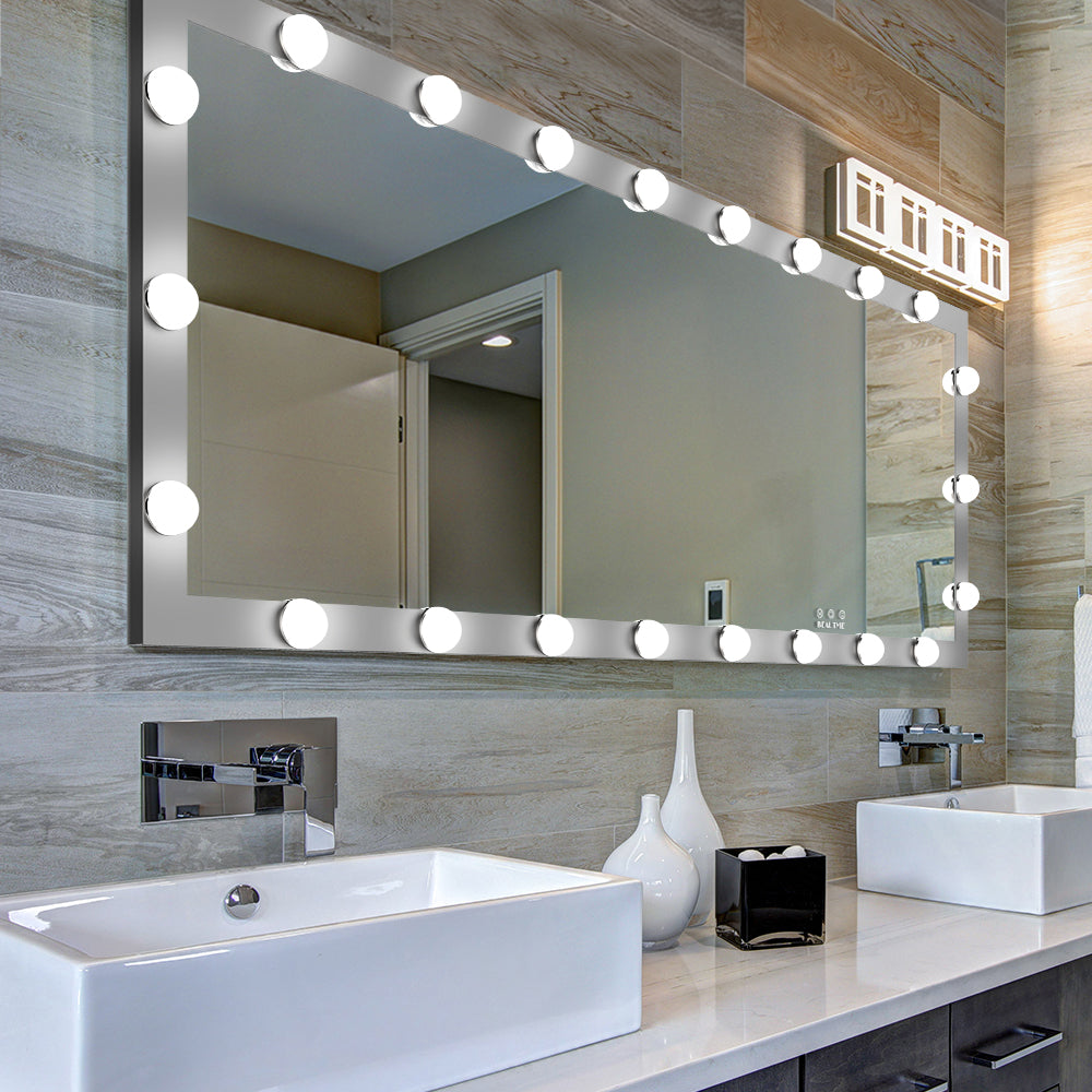 Full Length Lighted Vanity Mirror Standing Square Large Dressing Mirror with Lights Bedroom Floor Mirror Dressing Mirror Wall-Mounted Mirror