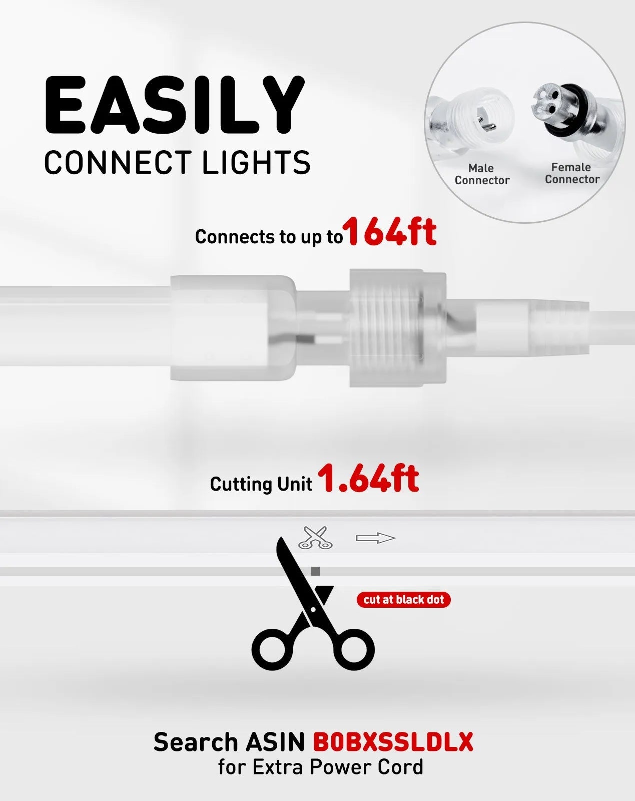 110V Eco LED Neon Rope Light 6000K Cool White Energy Efficient 189Lumens/M