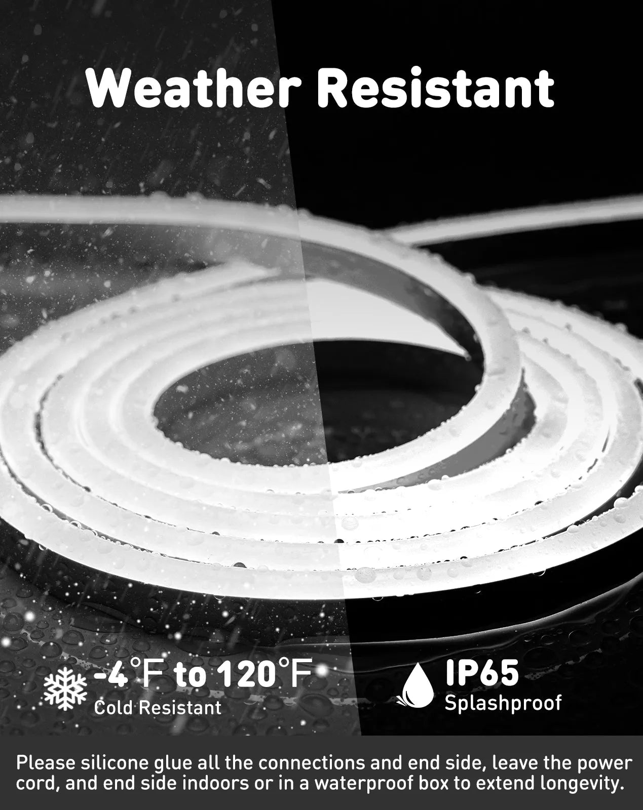 110V Eco LED Neon Rope Light 6000K Cool White Energy Efficient 189Lumens/M