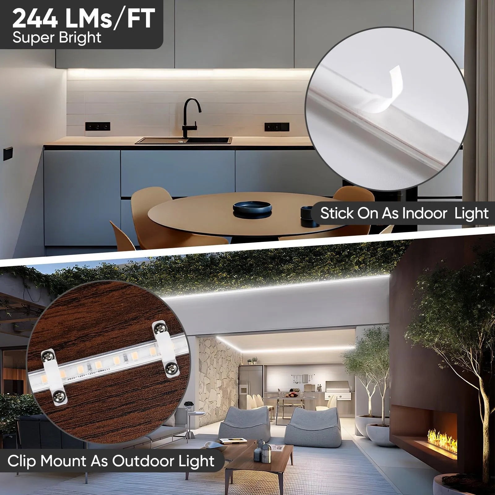 110V COB Led Strip Light Adhesive LED Tape Light 6000K Cool White