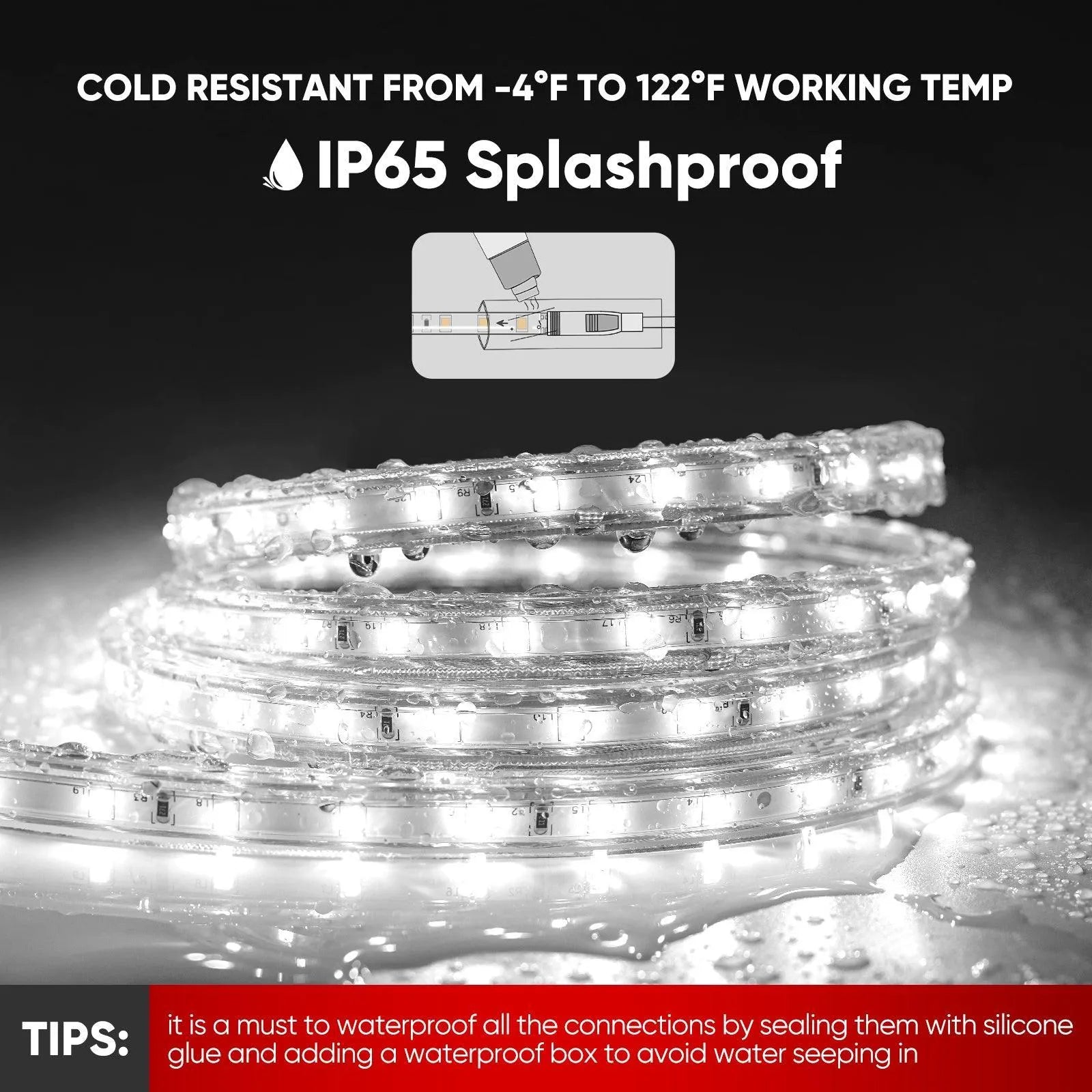 110V Eco LED Strip Light 6000K Cool White Energy Efficient 331Lumens/M