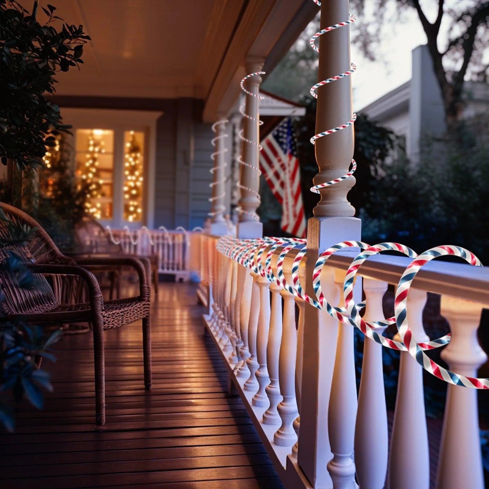 110V Patriotic Rope Light Red White Blue Rope Light 11000K US Flag Lighting