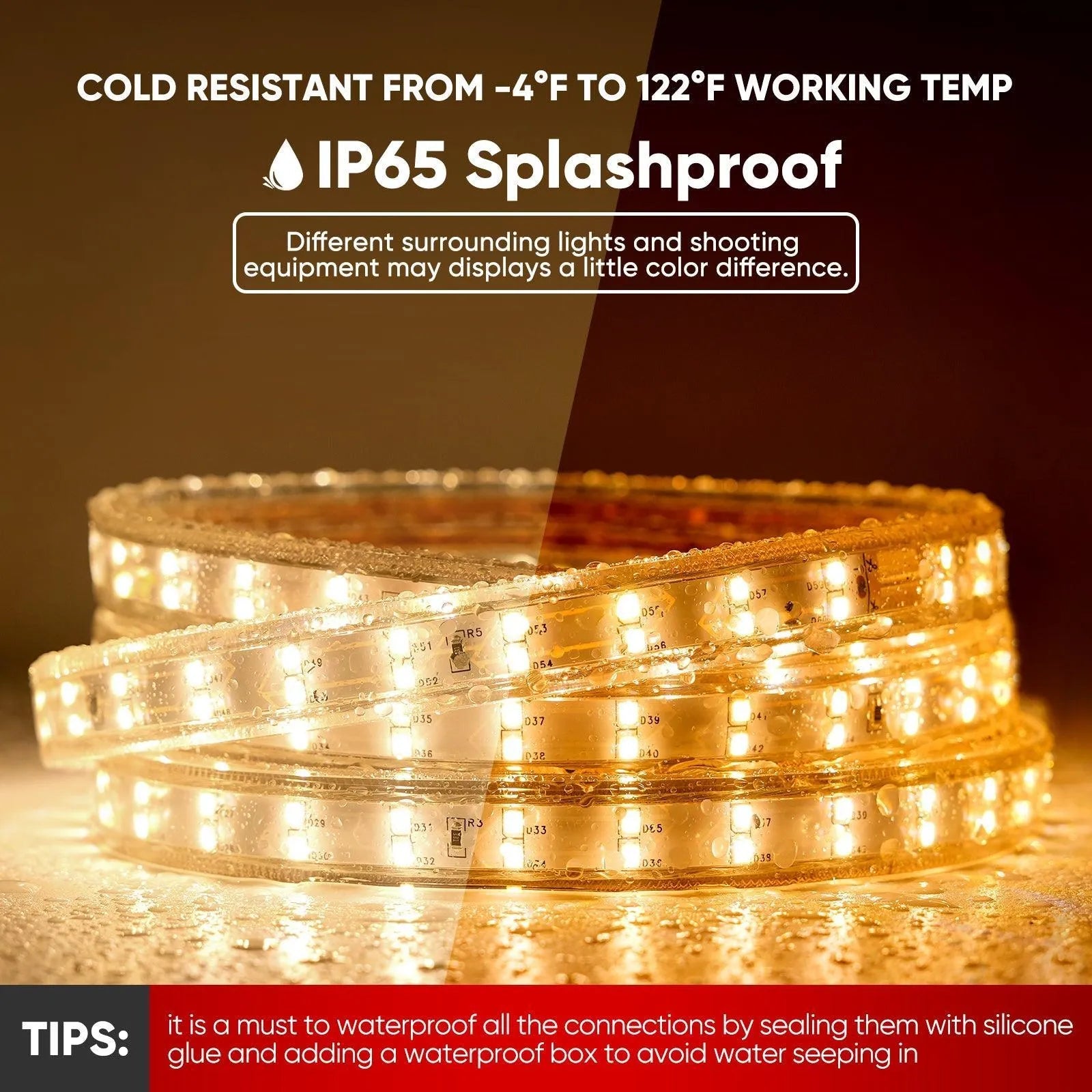 110V Super Bright Double Row Plus LED Strip 2800K Warm White 510Lumens/M