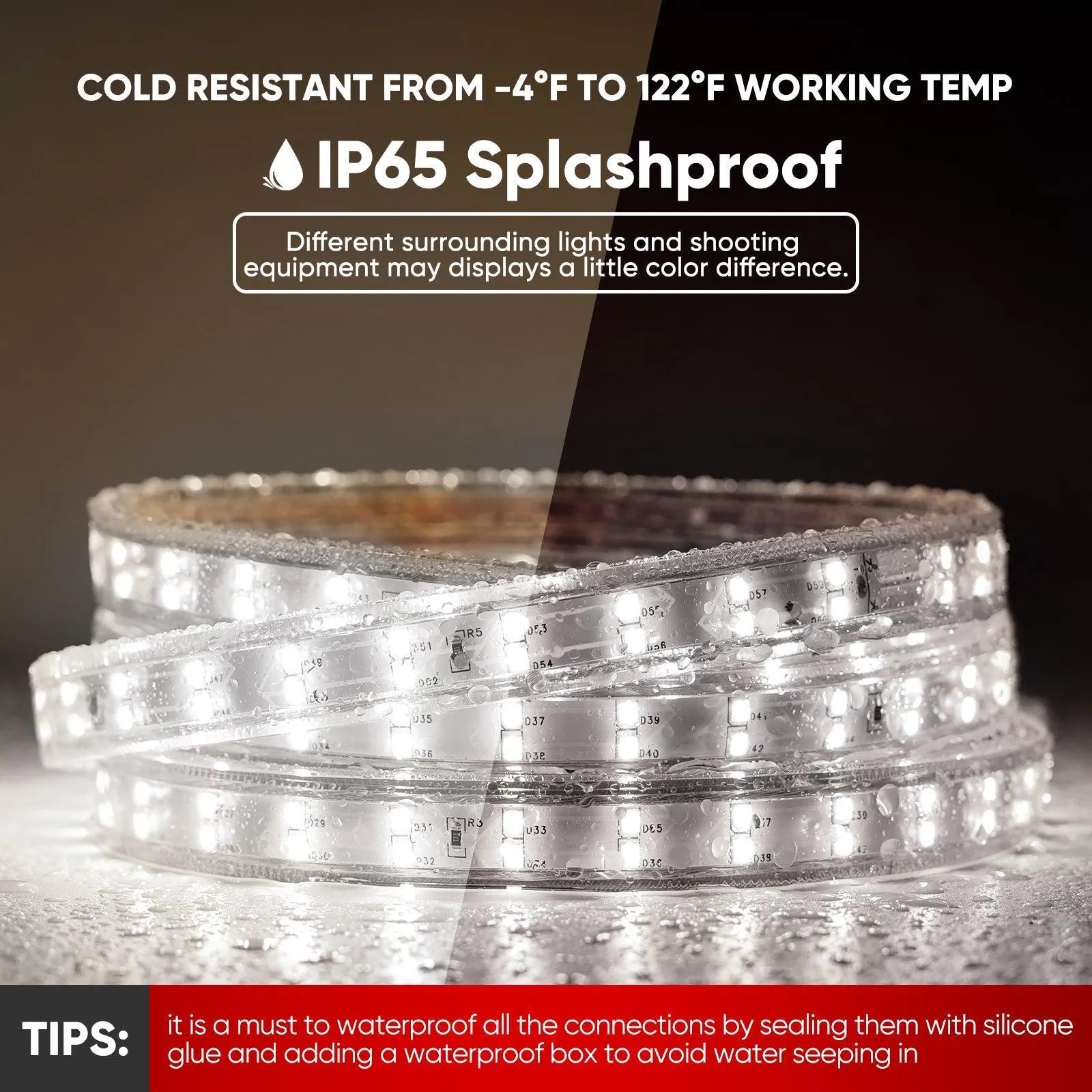 110V Super Bright Double Row Plus LED Strip 6000K Cool White 510Lumens/M