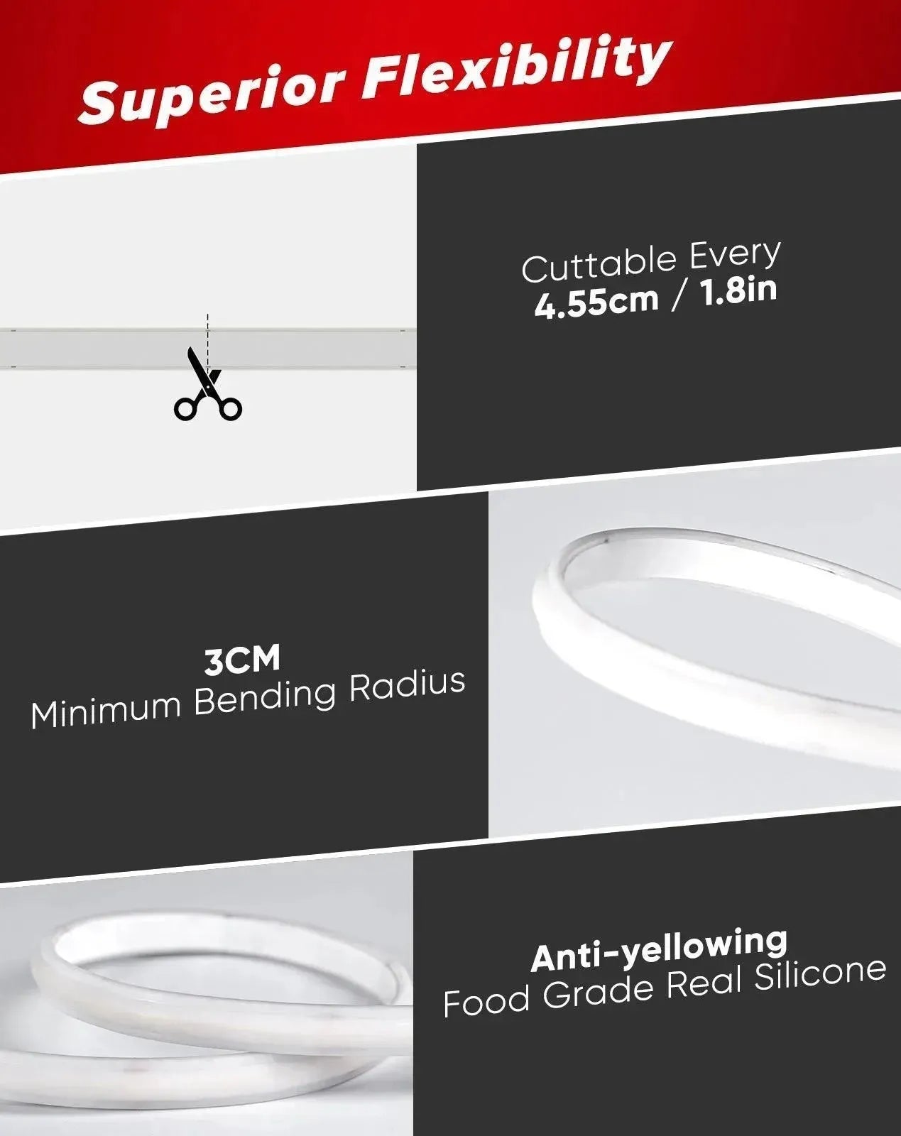 120V Ultra Bright COB LED Neon Rope Light Ice Blue 800Lumens/M