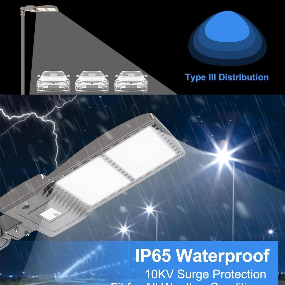 450W LED Shoebox Light with Photocell, 67500 Lumens | 5000K Daylight | 100-277V AC Slip Fitter Mount – Outdoor Area Lighting