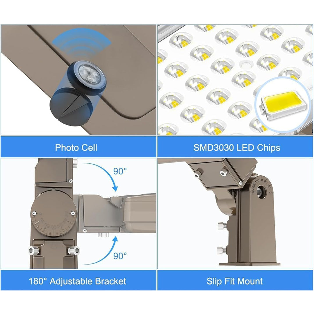 450W LED Shoebox Light with Photocell, 67500 Lumens | 5000K Daylight | 100-277V AC Slip Fitter Mount – Outdoor Area Lighting