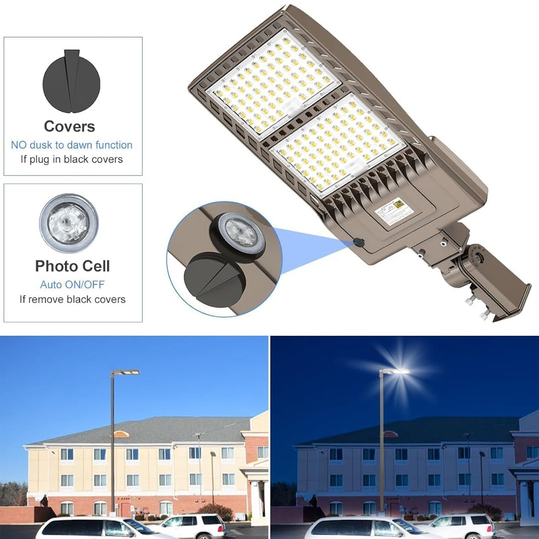 450W LED Shoebox Light with Photocell, 67500 Lumens | 5000K Daylight | 100-277V AC Slip Fitter Mount – Outdoor Area Lighting