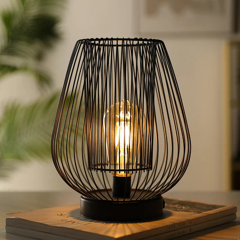 Cage Table Lamp Battery Powered,9.5&