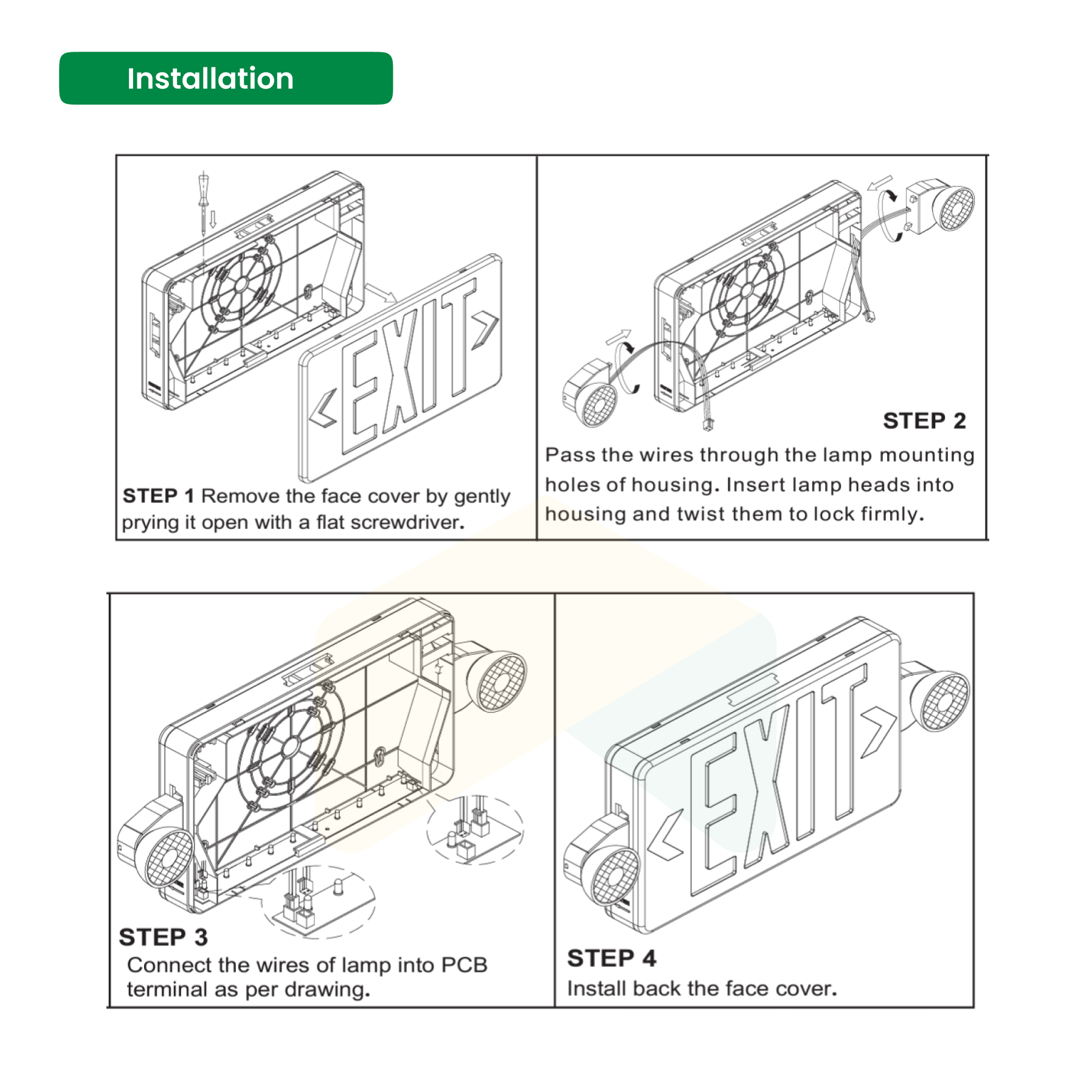 LED Emergency EXIT Sign - Red, 5W, 250 Lumens, 120-277V, Upto 90 Mins Battery Duration, ETL Listed, 2 Years Warranty