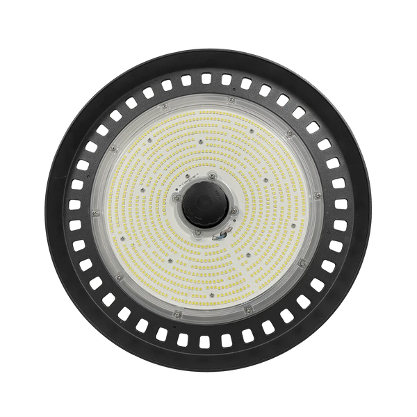 UFO LED High Bay Light, 150W/200W/240W Wattage Adjustable, 4000K/5000K/5700K CCT Changeable, 0-10V Dim, AC120-277V, 150 LM/W, 6ft Wire Length, UL, DLC 5.1 Premium, For Warehouse Workshop Factory Barn Garage Airport