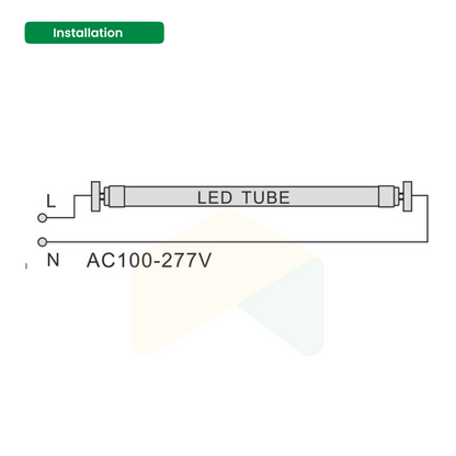 4ft LED Tube Light - 24W - 5000K - 3750 Lumens - AC100-277V  - Frosted Cover, Medium Bi-Pin (G5) - Bypass Ballast - (25-Pack)
