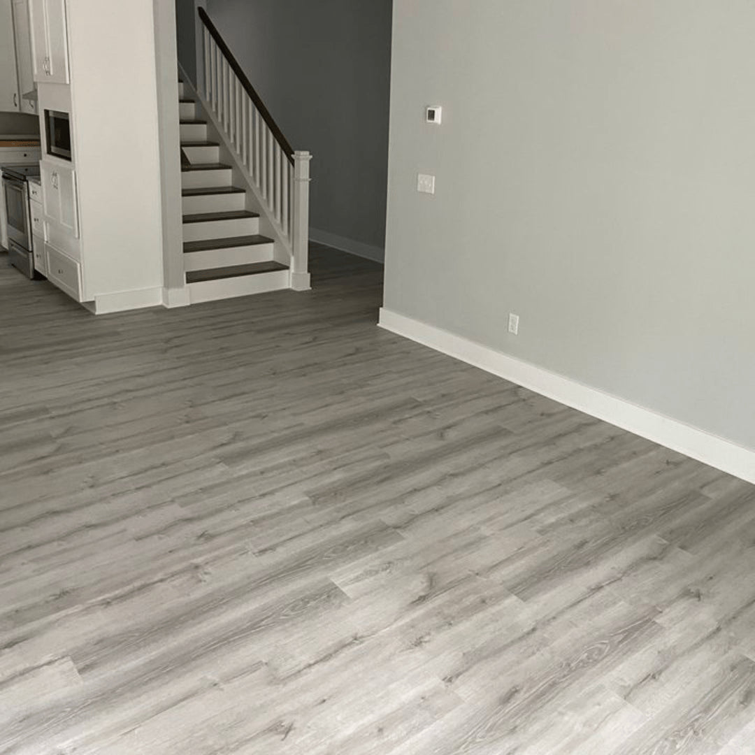7" x 48" x 5mm Thickness Ash Gray Click Lock Luxury Vinyl Plank, 20MIL (24SQ FT/ BOX)