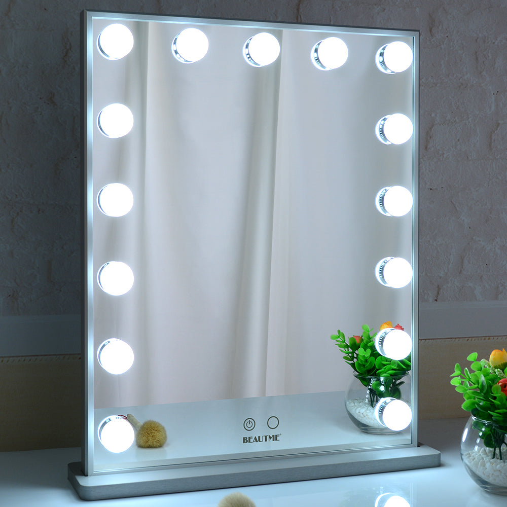 Hollywood Vanity Mirror with 15pcs Adjustable Led Bulbs, Tabletop or Wall Mounted