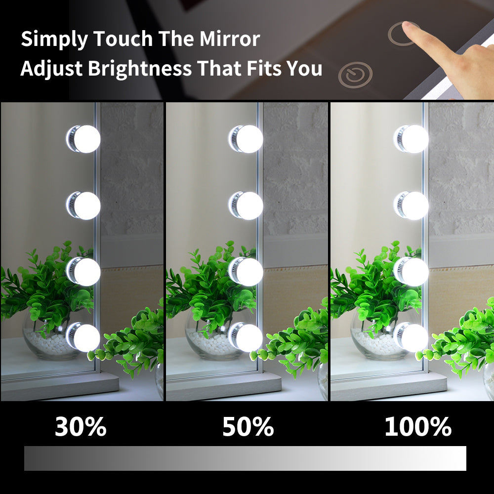 Hollywood Vanity Mirror with 15pcs Adjustable Led Bulbs, Tabletop or Wall Mounted