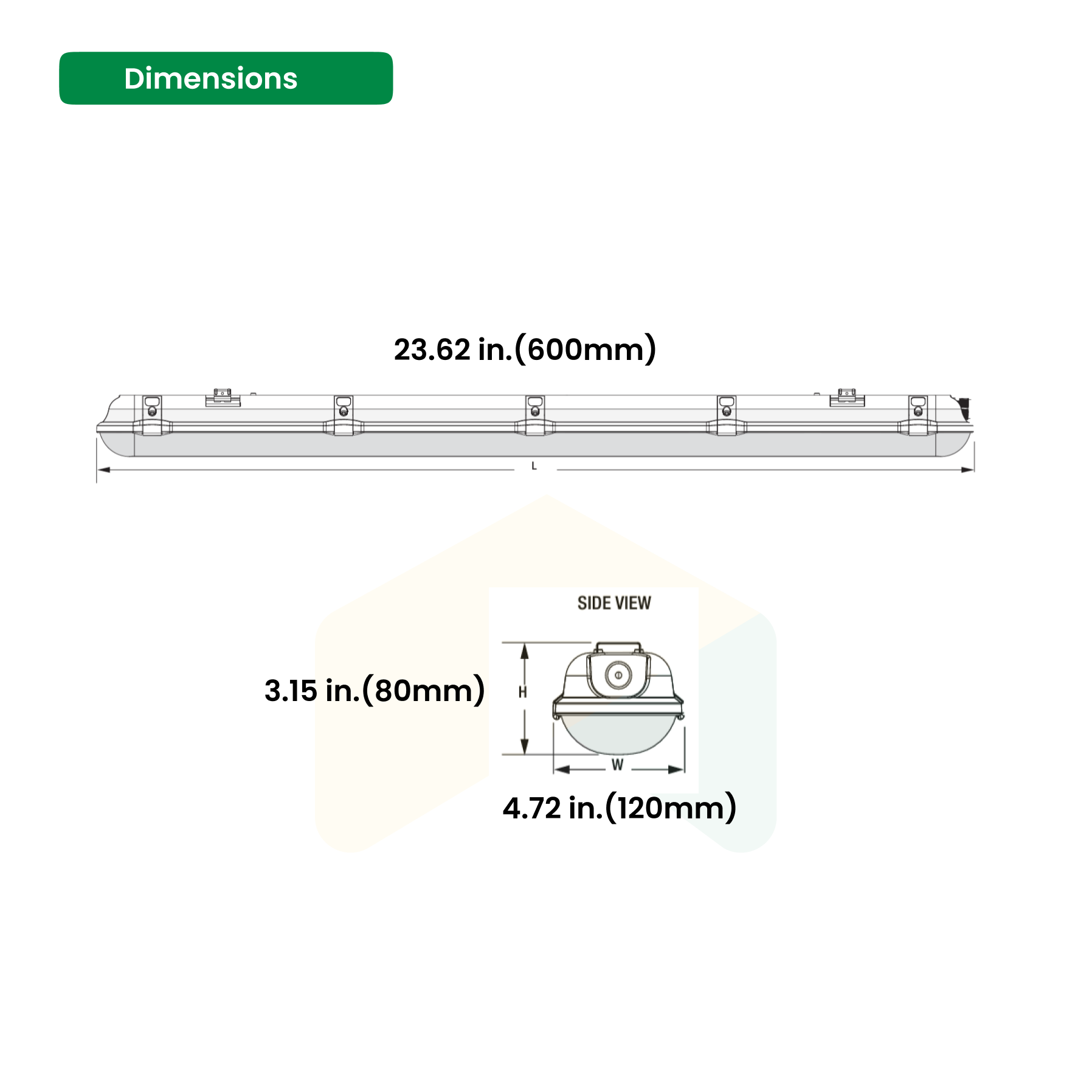 LED Vapor Tight Light - 25W - 3550 Lumens - 5000K - AC120-277V