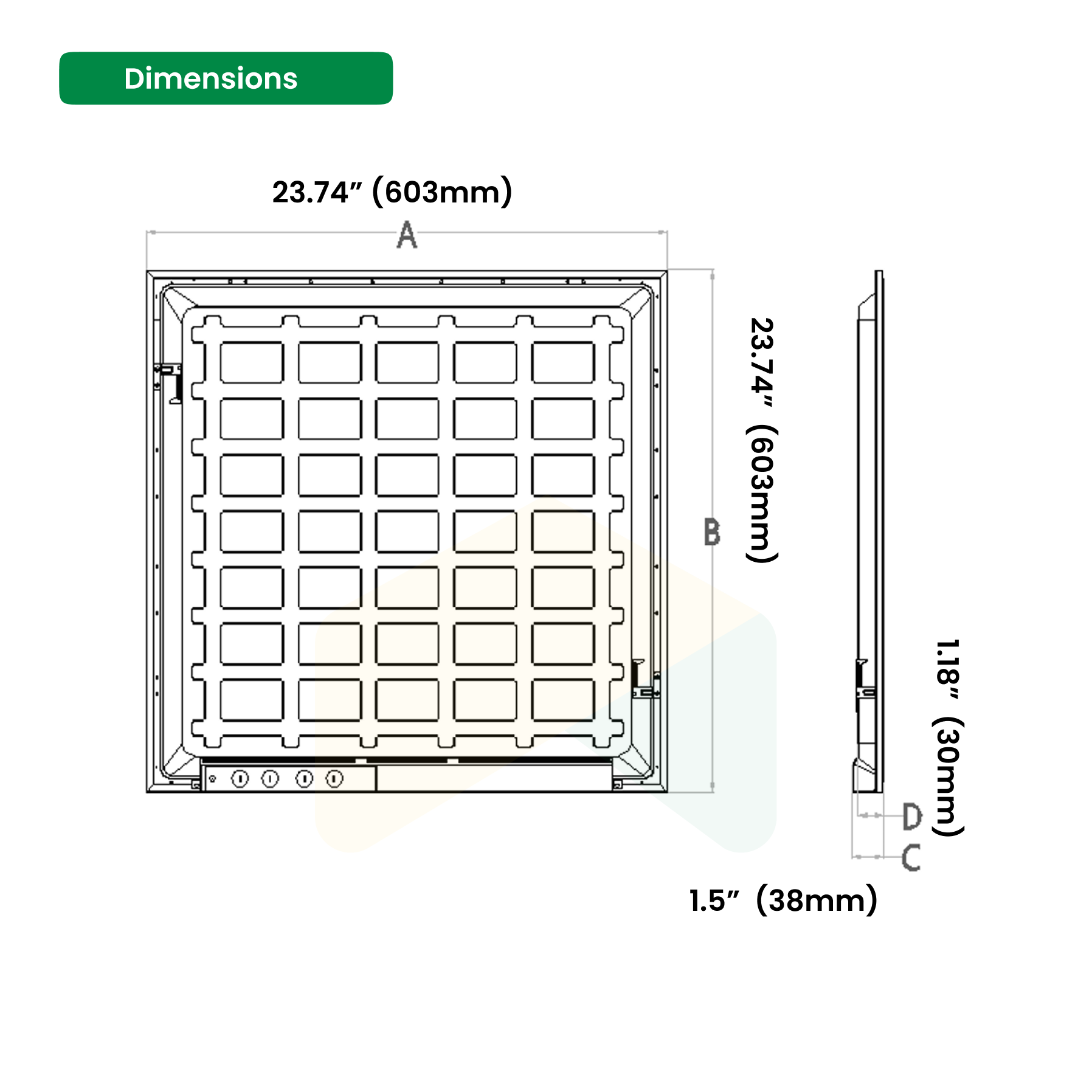 2x2 ft LED Panel Light - Wattage Adjustable (30W/35W/40W), CCT Changeable (3500K/4000K/5000K), 135LM/Watt - 0-10V Dim, 100-277V, ETL, DLC 5.1 Premium, Recessed Back-lit With Earthquake Kit (Shockproof Hooks) Fixture - (4-Pack)