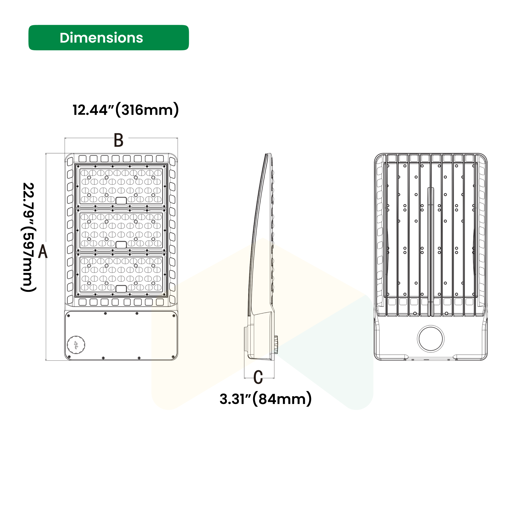 LED Shoebox Light/Area Light - Trunnion Mount - 300W/350W/400W Wattage Adjustable, 5000K CCT, 0-10V dimmable IP67 Waterproof Rated, 100-347V, 170Lumens UL, DLC 5.1 Premium