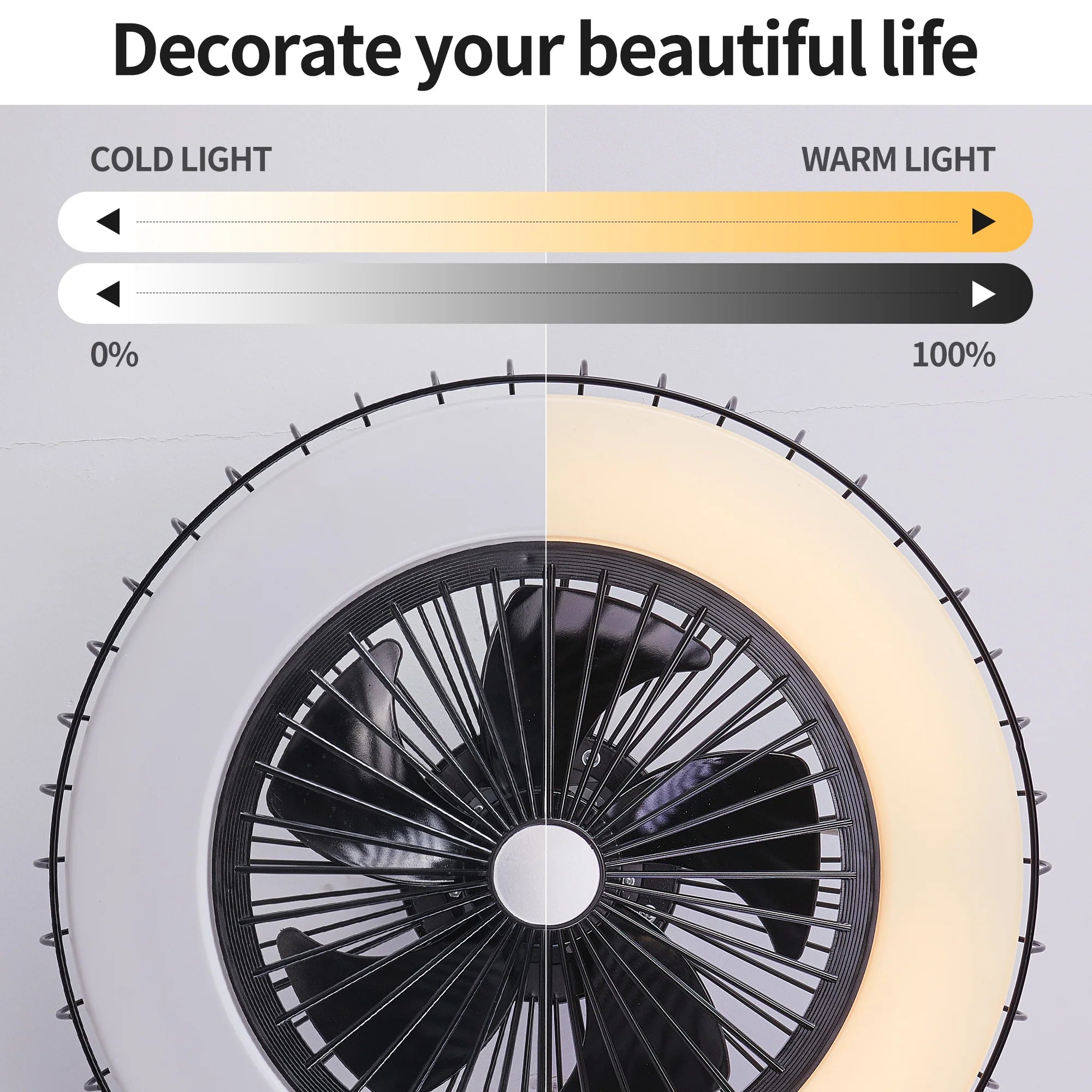 Elegant 20 Inch Black Ceiling Fan with Quiet Reversible DC Motor and Dimmable LED Lights