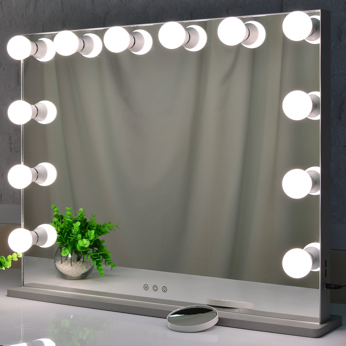 Hollywood Lighted Vanity Makeup Mirror with Lights Large Dressing Tabletop Beauty Mirror with USB Charging Port