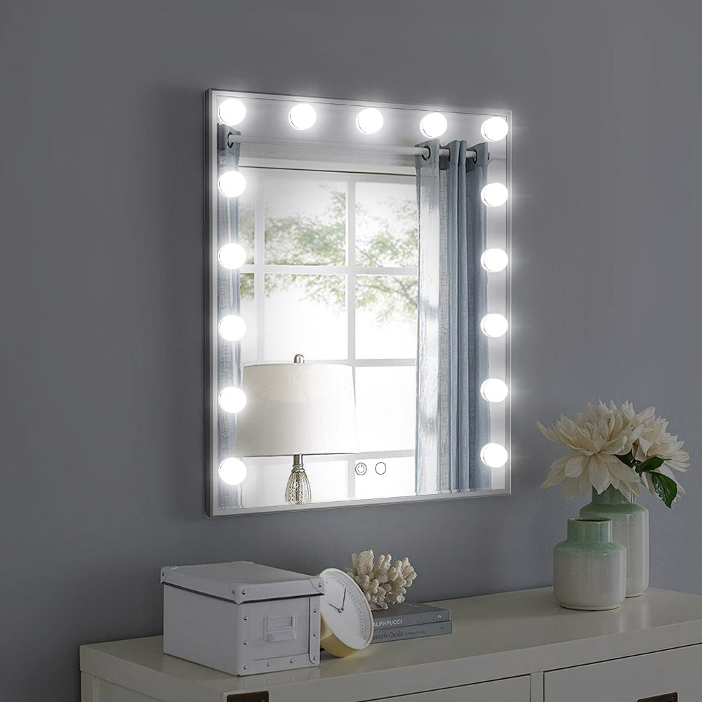Hollywood Vanity Mirror with 15pcs Adjustable Led Bulbs, Tabletop or Wall Mounted