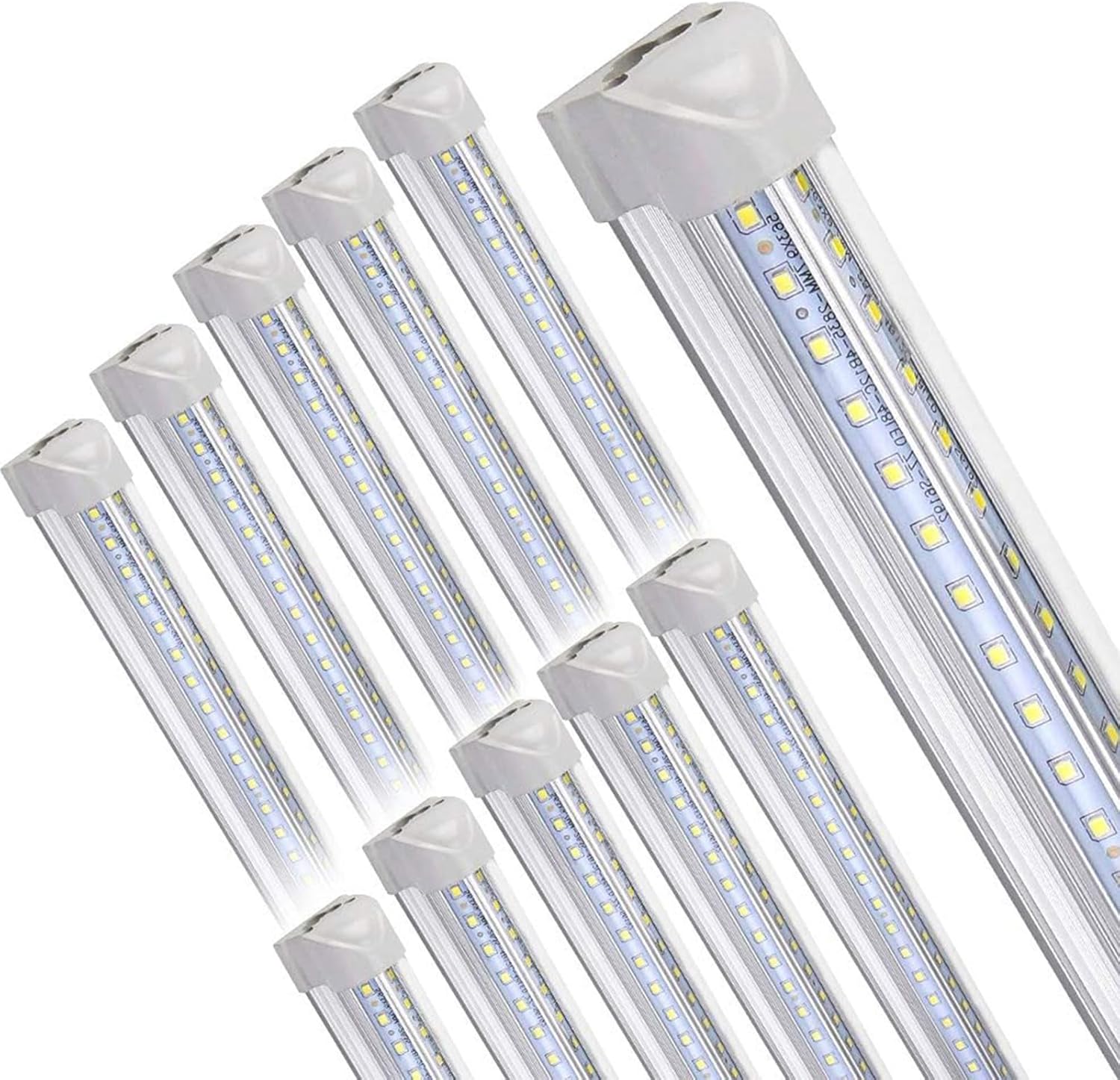 T8 8ft LED Integrated Tube - V Shape 72W Integrated Bulb Clear 9360 Lumens, 6000K 270° Beam Angle