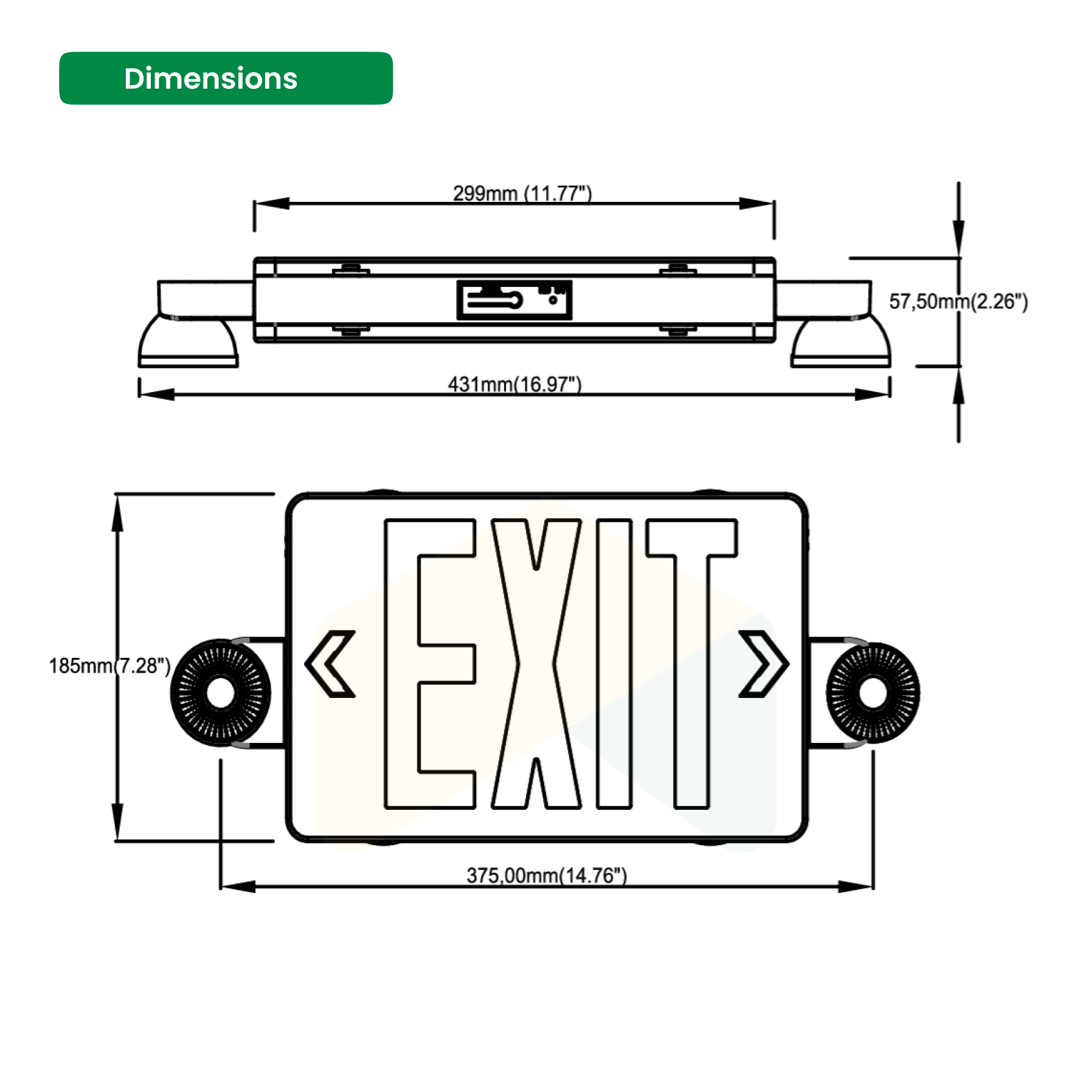 LED Emergency EXIT Sign - Red, 5W, 250 Lumens, 120-277V, Upto 90 Mins Battery Duration, ETL Listed, 2 Years Warranty