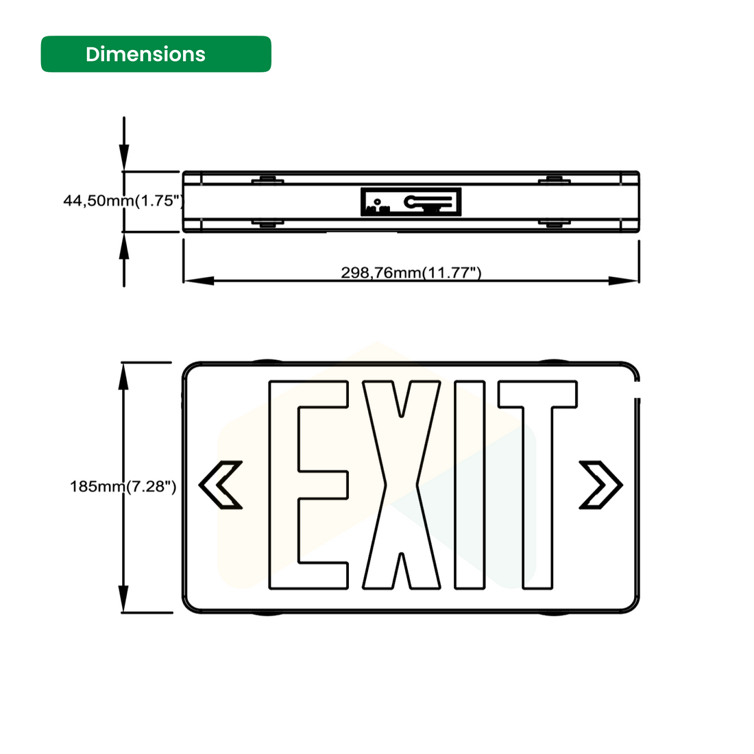 Double Sided LED Emergency EXIT Sign - Red, 5W, 120-277V, Upto 90 Mins Battery Duration, UL Listed, 2 Years Warranty