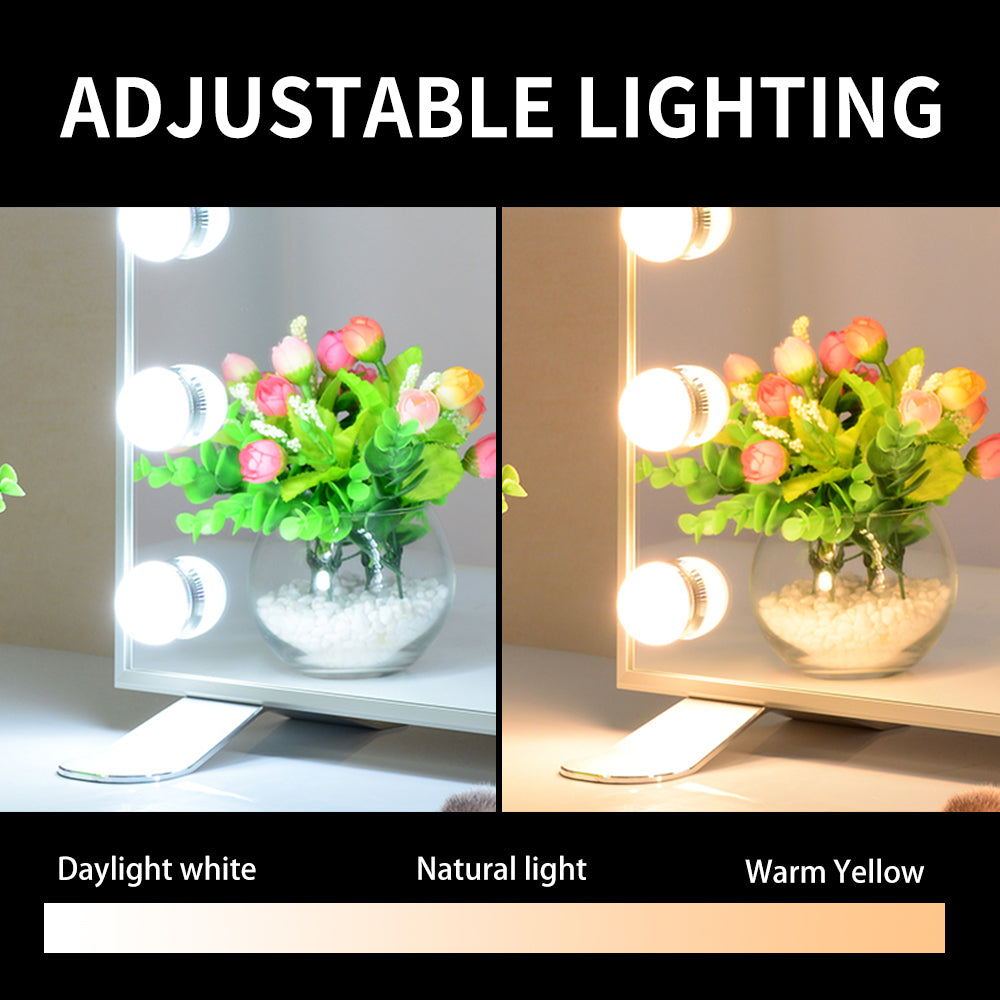 Hollywood Vanity Mirror with Lights,Dressing Tabletop Vanity Mirror with 13pcs Led Lights Large Beauty Mirror