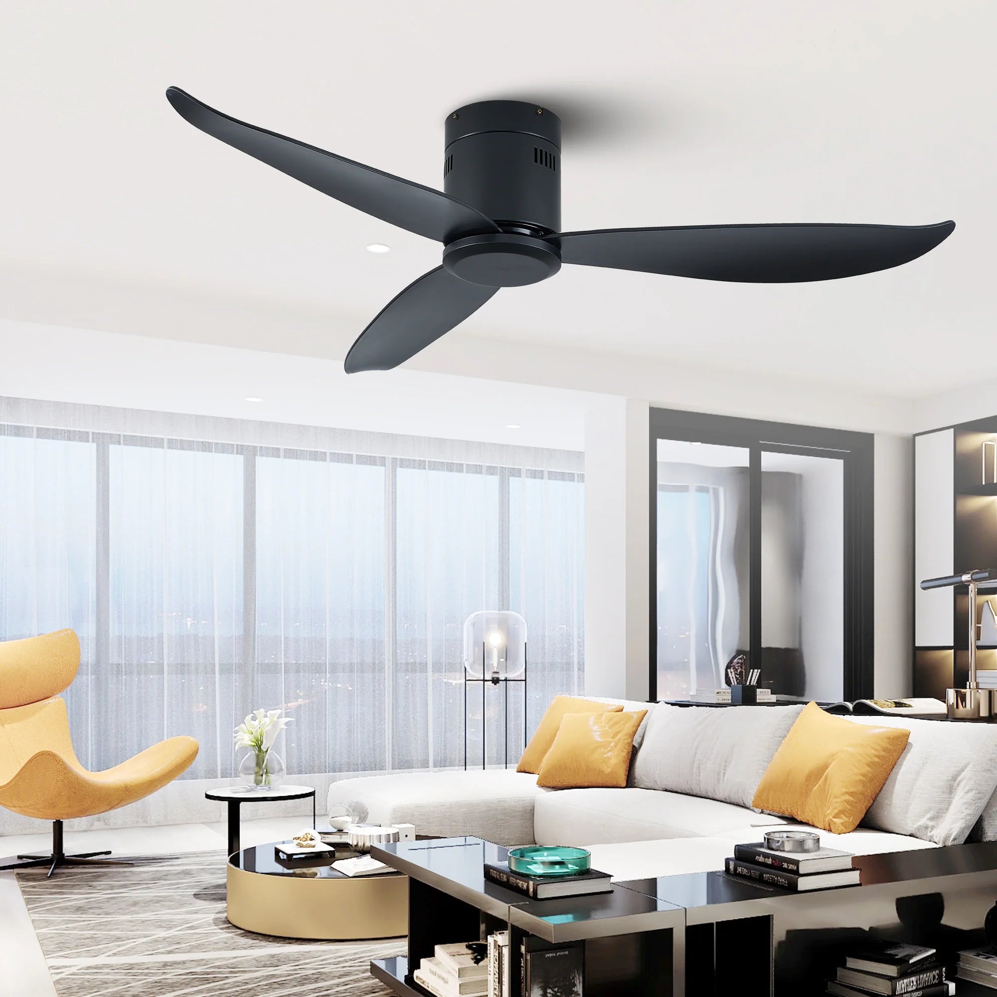 52" Ceiling Fan with DC Motor and Remote Control with Matte Black