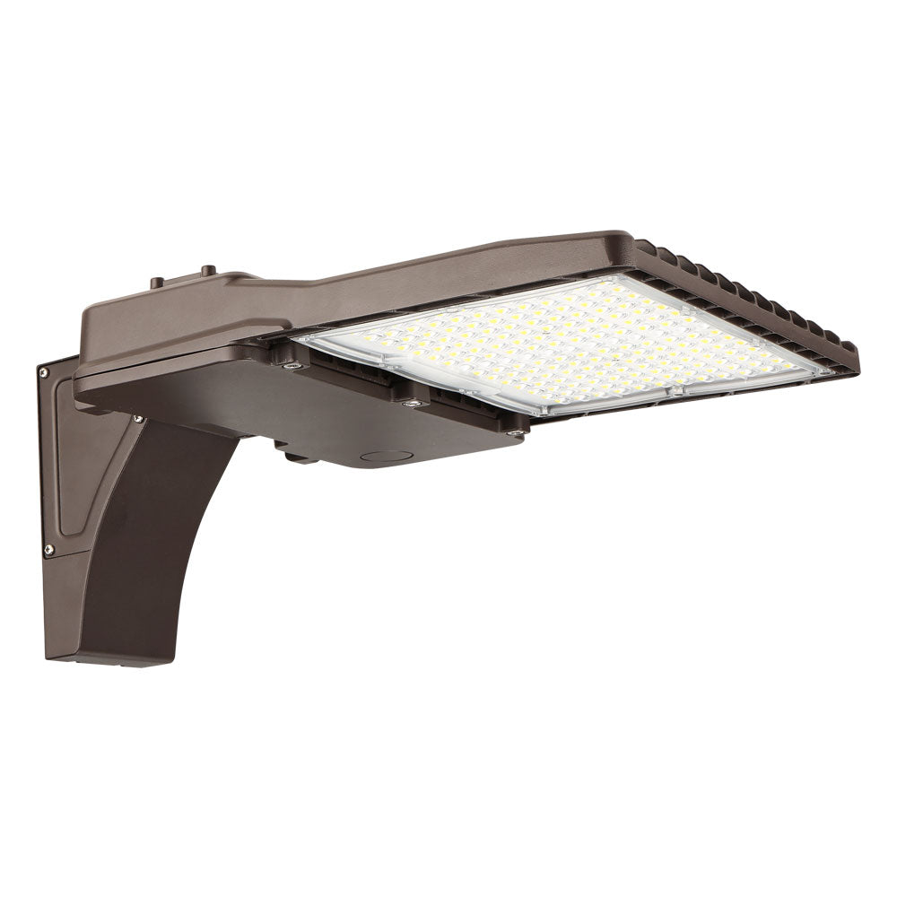 100W LED Shoebox Light with Photocell - Slipfitter Mount - 5000K, 14200 Lumens, AC347-480V High Voltage - 1-10V Dimmable, IP65 - UL Listed - DLC Premium Listed - 5 Years Warranty