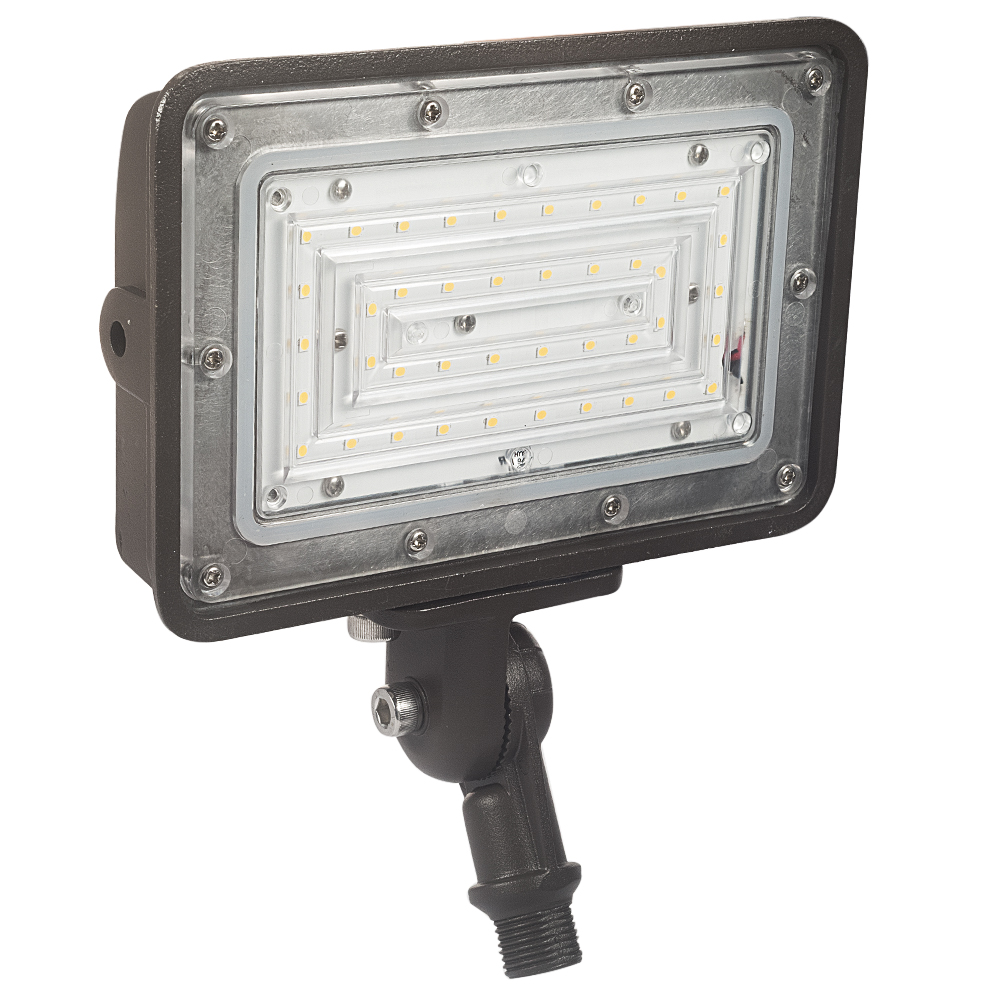 30W LED Flood Light - 5000K, Knuckle Mount, 1-10V Dimming, AC120-277V, 4350 Lumens, UL, DLC Premium Listed