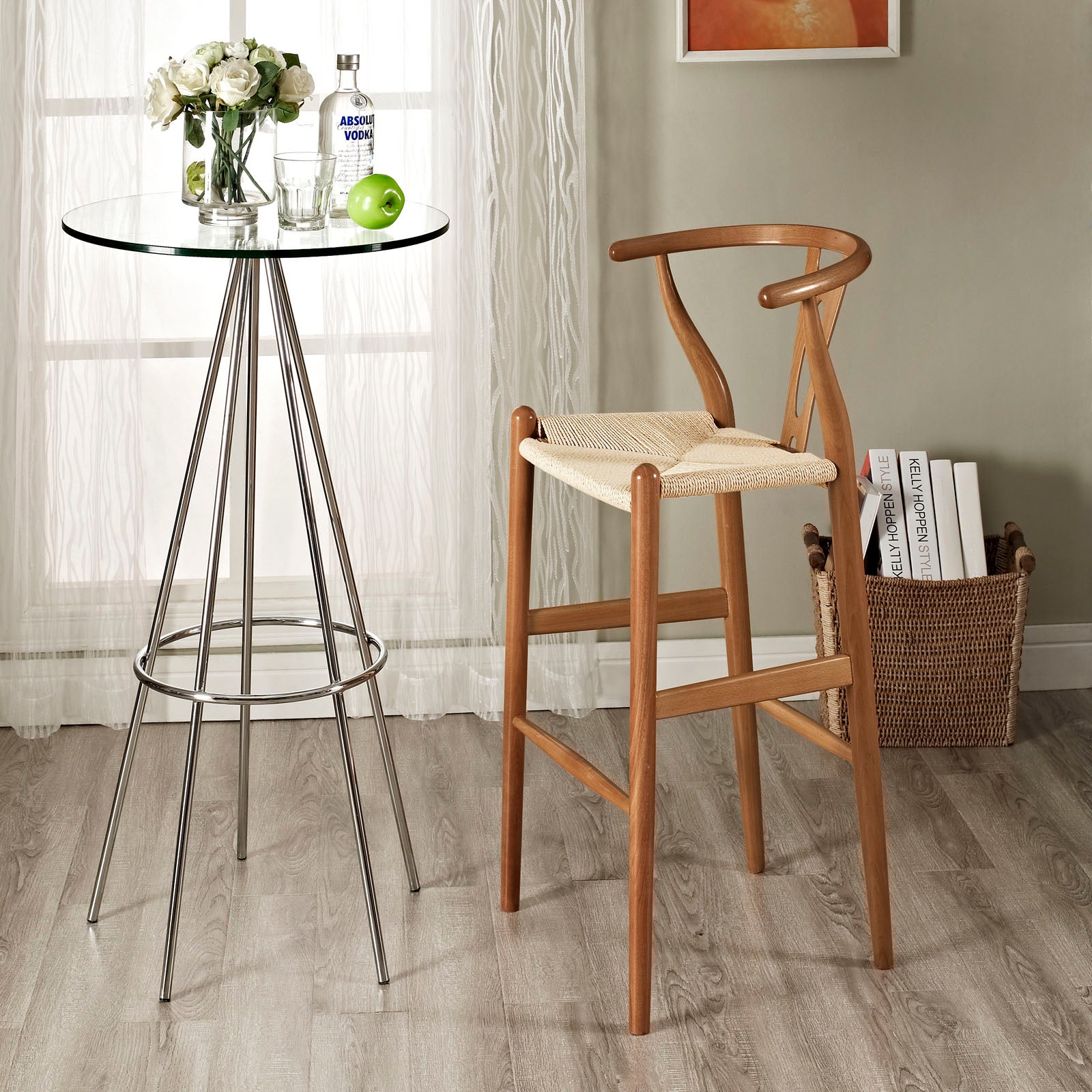 Amish Walnut Wood Bar Stool by Modway