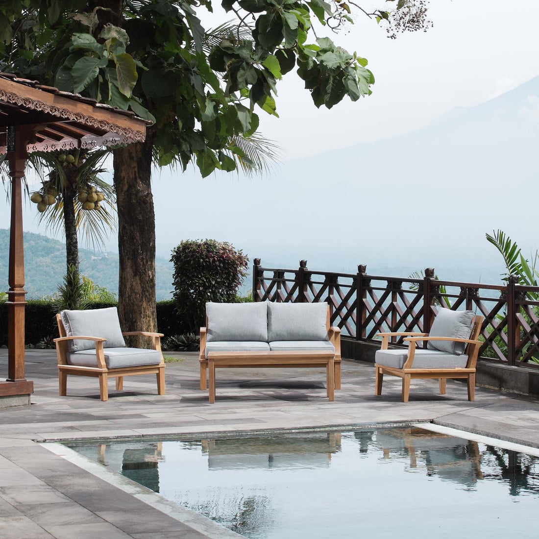 Marina 4 Piece Outdoor Patio Teak Set by Modway