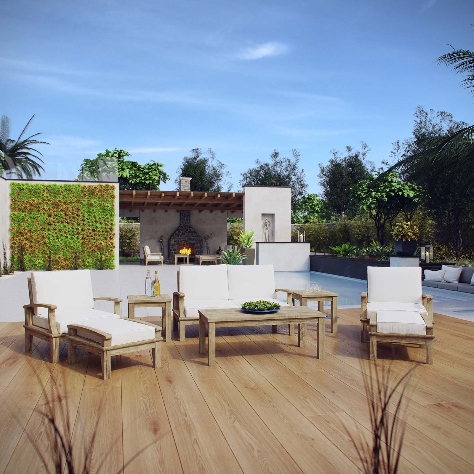 Marina 8 Piece Outdoor Patio Teak Set by Modway