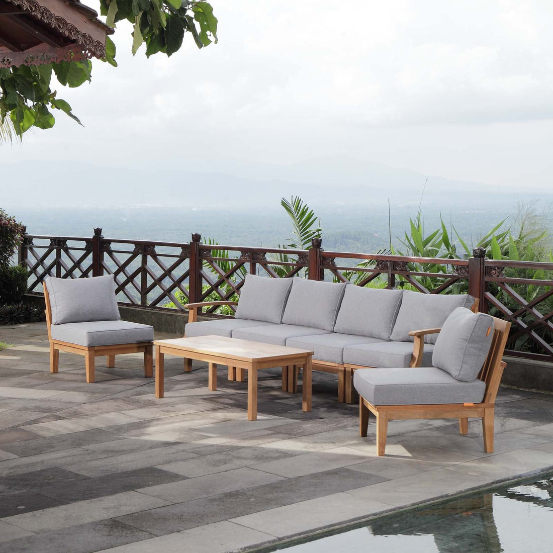 Marina 7 Piece Outdoor Patio Teak Set by Modway