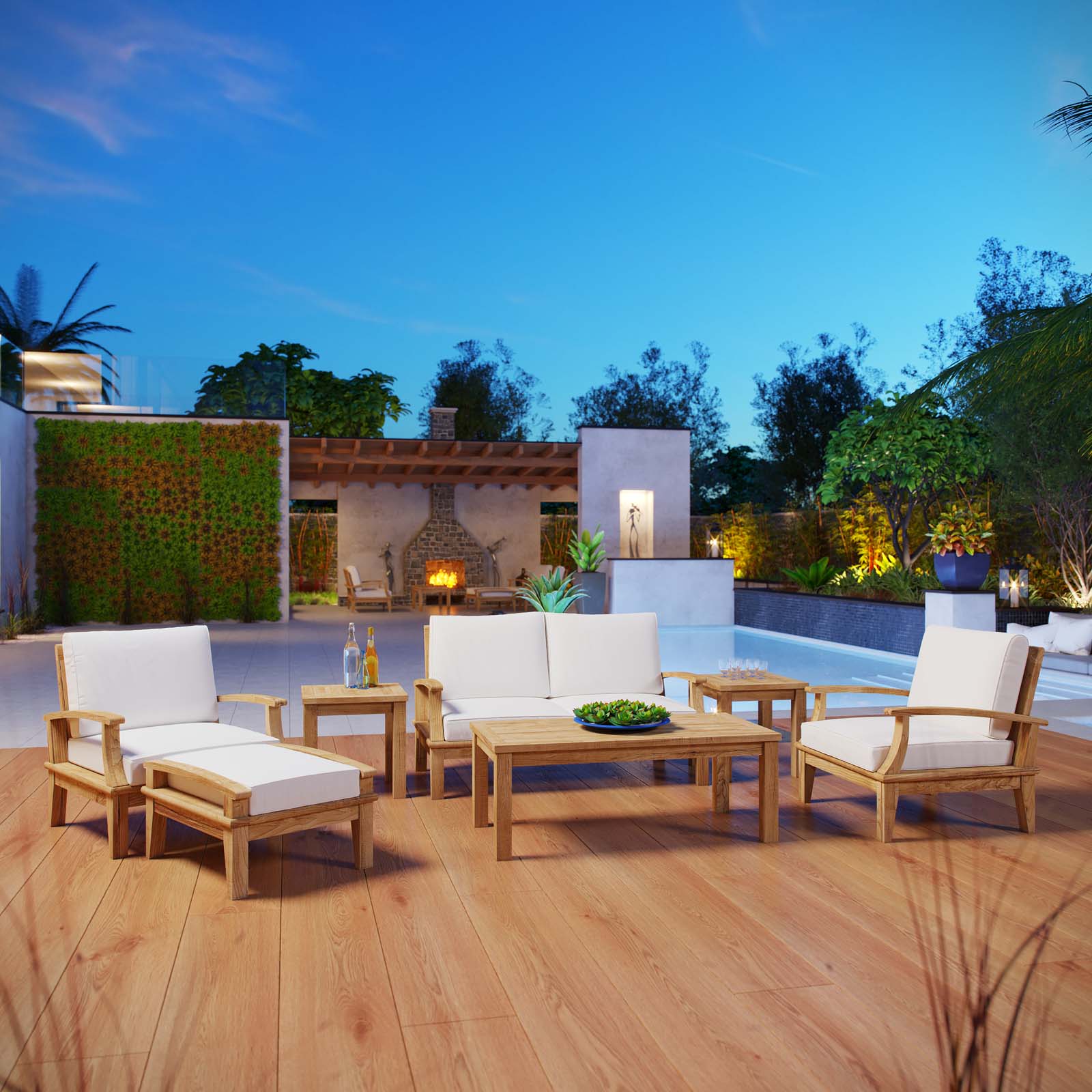 Marina 7 Piece Outdoor Patio Teak Set by Modway