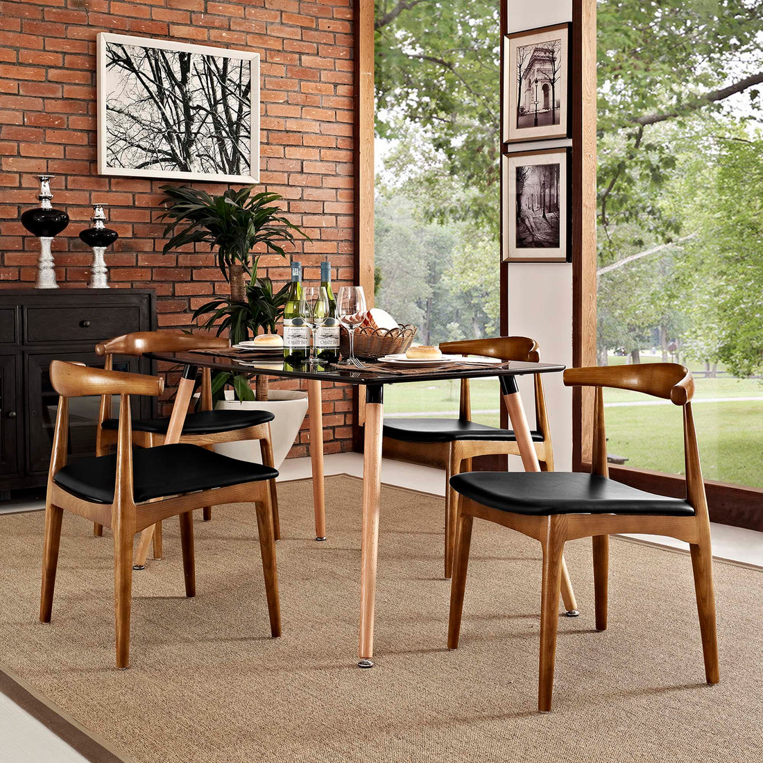 Tracy Dining Chairs Wood Set of 4 by Modway