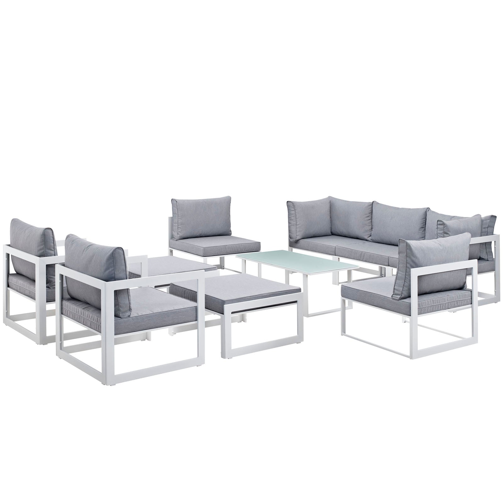 Fortuna 10 Piece Outdoor Patio Sectional Sofa Set by Modway