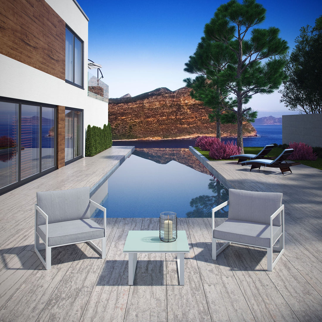 Fortuna 3 Piece Outdoor Patio Sectional Sofa Set by Modway