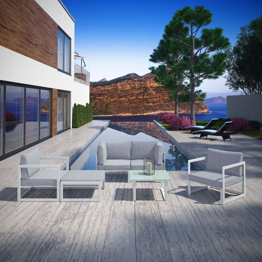 Fortuna 6 Piece Outdoor Patio Sectional Sofa Set by Modway