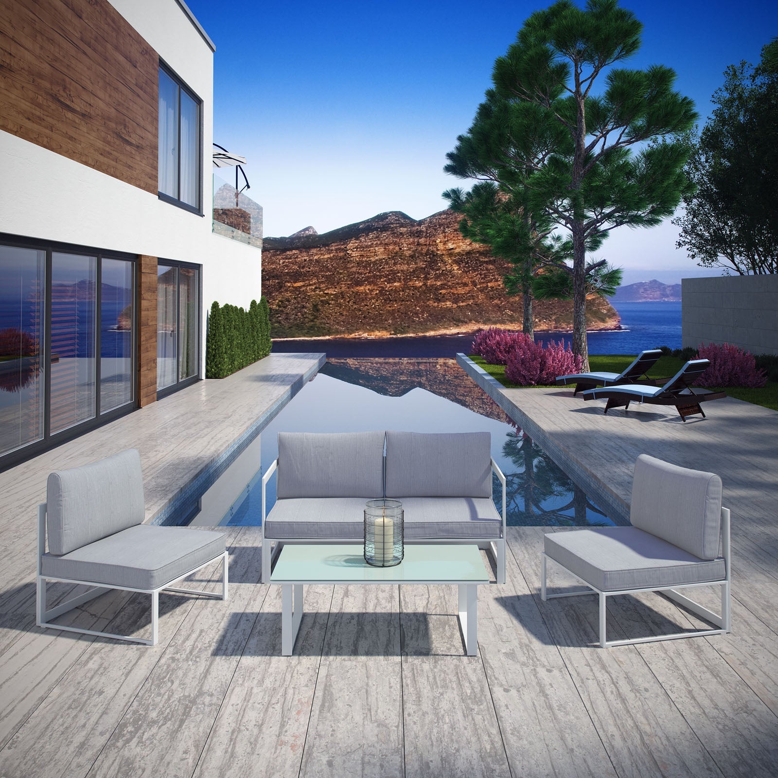 Fortuna 5 Piece Outdoor Patio Sectional Sofa Set by Modway