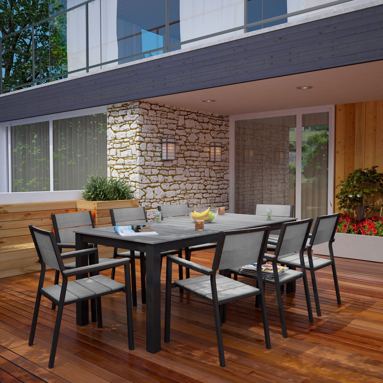 Maine 9 Piece Outdoor Patio Dining Set by Modway