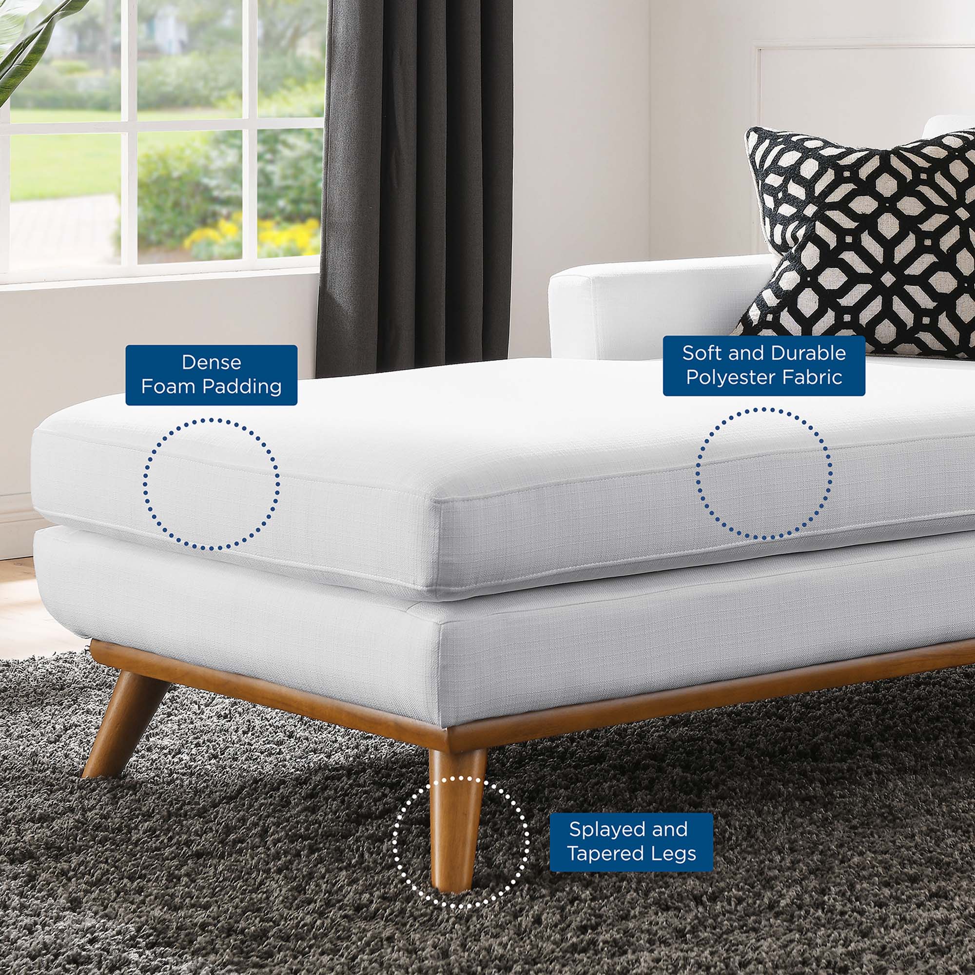 Engage Left-Facing Upholstered Fabric Chaise by Modway