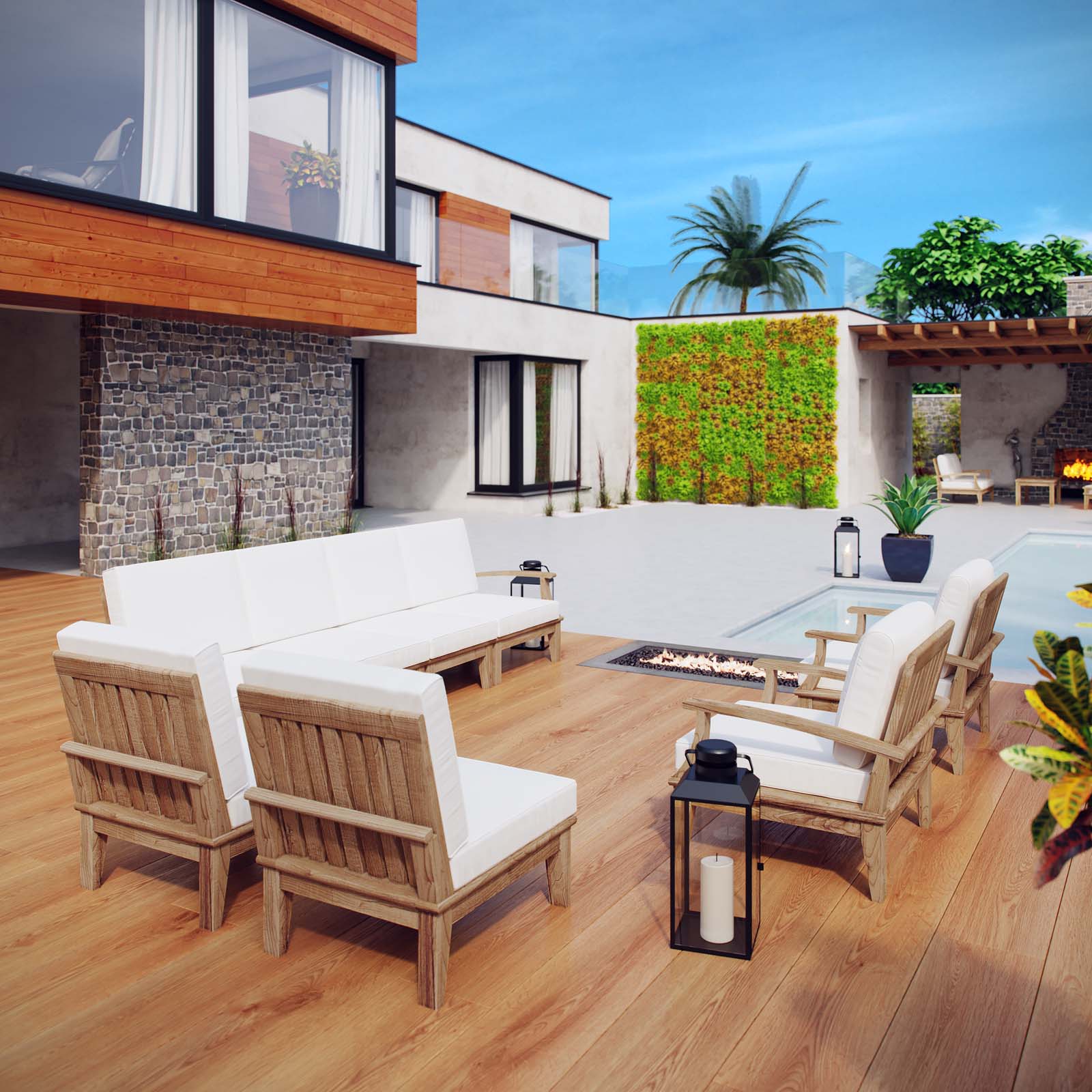 Marina 8 Piece Outdoor Patio Teak Set by Modway