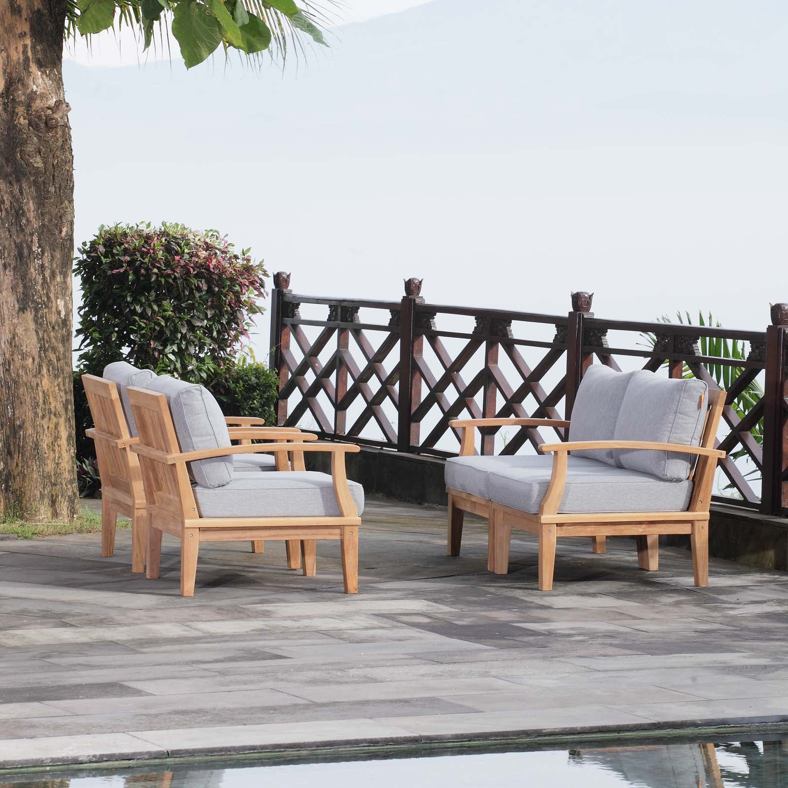 Marina 4 Piece Outdoor Patio Teak Set by Modway